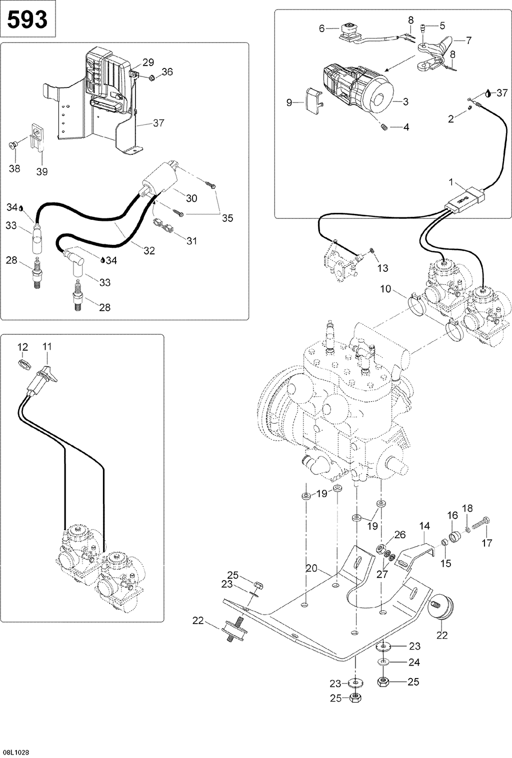 Fits 2008-2010 Ski-Doo Skandic WT 600 Throttle Cable, OEM Part # M5246328 - schematic diagram