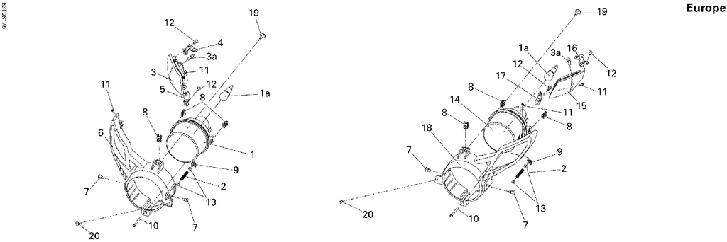 Can-Am Fits 2007-2008 Can-Am DS 250 CVT / DS 250, CE Head Light Shroud, OEM Part # S33100RCA000 - reference image 2
