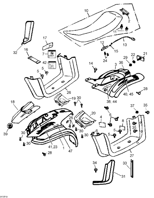 Can-Am Fits 2007 Can-Am Mini DS 90 4-strokes Body Cover Trim RH, OEM Part # A83504166000BK - reference image 2