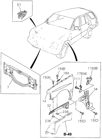 Honda New 1994-1998 Fits Honda Passport Clip, Rest, Part # 89444-30171