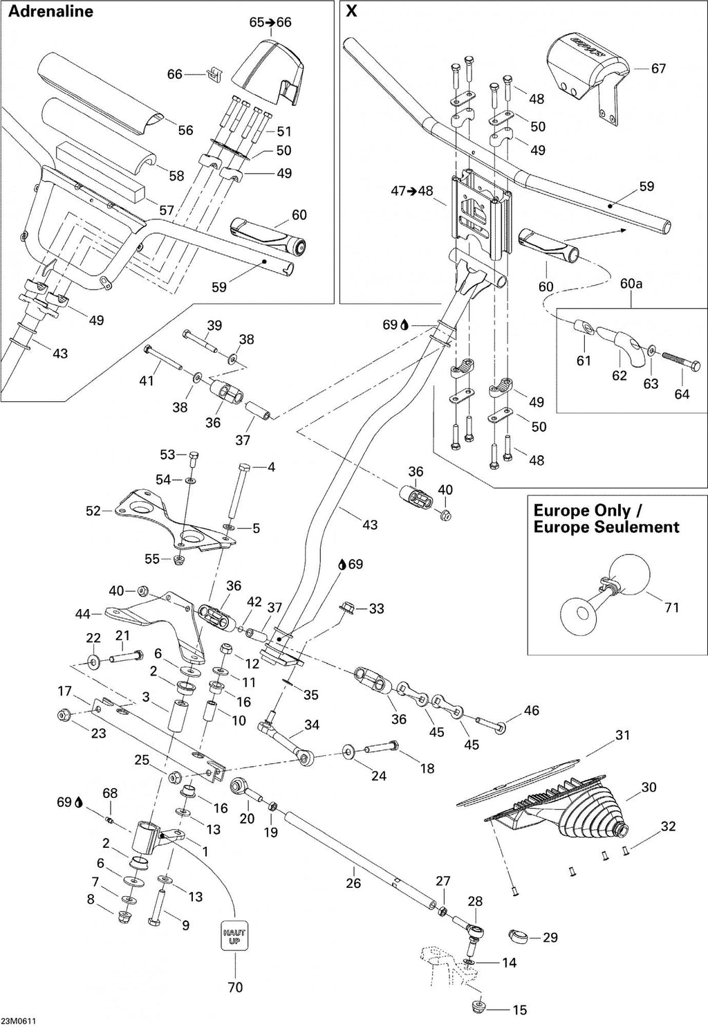 Fits 2004-2007 Ski-Doo MX Z 500SS Trail & Adrenaline / MX Z 600 HO Renegade Models Main Tube, OEM Part # 506152125