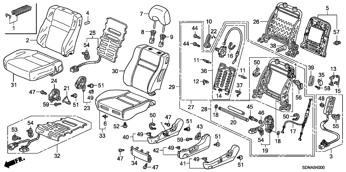 Honda New 2006-2007 Fits Honda Accord Cover Set, Driver Side Trim (Ivory) (Side Airbag), Part # 04815-SDN-A21ZB