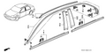 Honda New 1996-2000 Fits Honda Civic Left Front Door Molding Assembly, Part # 72450-S04-003
