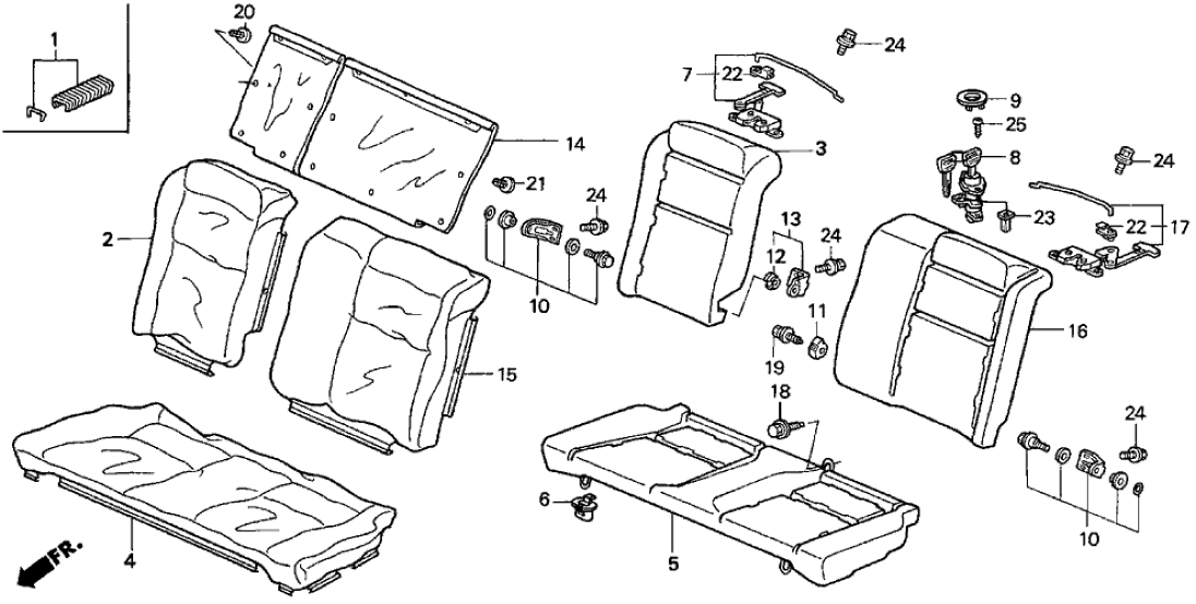 New 1999-2000 Fits Honda Civic Cover, Right Rear Seat-Back Trim (Excel Charcoal), Part # 82121-S02-A13ZA