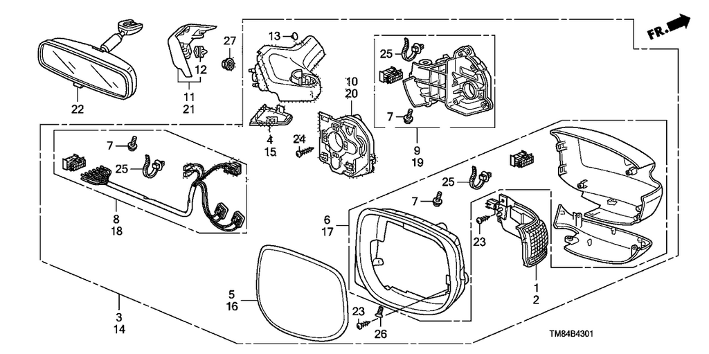 New 2012-2014 Fits Honda Insight Housing Set, Passenger Side (Milano Red) (Side Turn), Part # 76205-TM8-G21ZH