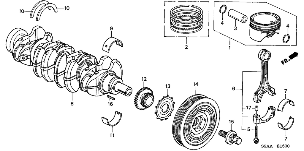 New 2002-2006 Fits Honda CR-V Piston Set (Over Size) (0.25), Part # 13030-PPA-010