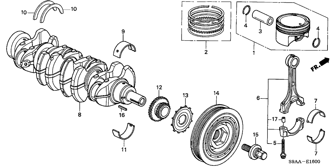 New 2002-2006 Fits Honda CR-V Piston Set (Over Size) (0.25), Part # 13030-PPA-010