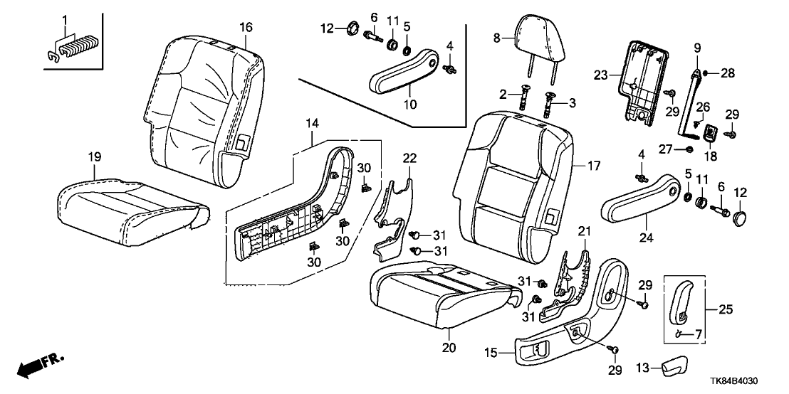 Honda New 2011-2013 Fits Honda Odyssey Cover, Driver Side Middle Seat-Back Trim (Warm Gray), Part # 81721-TK8-A01ZA