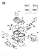 Fits 2000-2007 Ski-Doo Grand Touring 500/600/700/800 / Grand Touring SE 800 SDI Models Gasket 0.8, OEM Part # 420931839