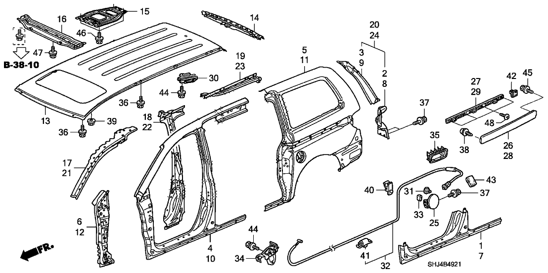 Honda New 2005-2010 Fits Honda Odyssey Rail, L. Slide Door (Upper), Part # 63626-SHJ-A01ZZ