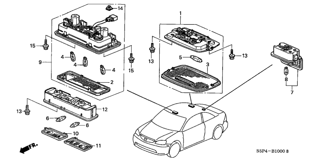 New 2001-2002 Fits Honda Civic Light Assembly, Map (Mild Beige), Part # 34400-S5P-A01ZB
