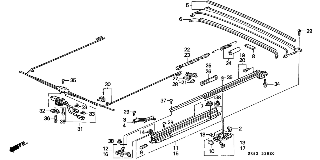 New 1992-1998 Fits Honda Civic Channel, L. FR. Drain, Part # 70236-SR3-003