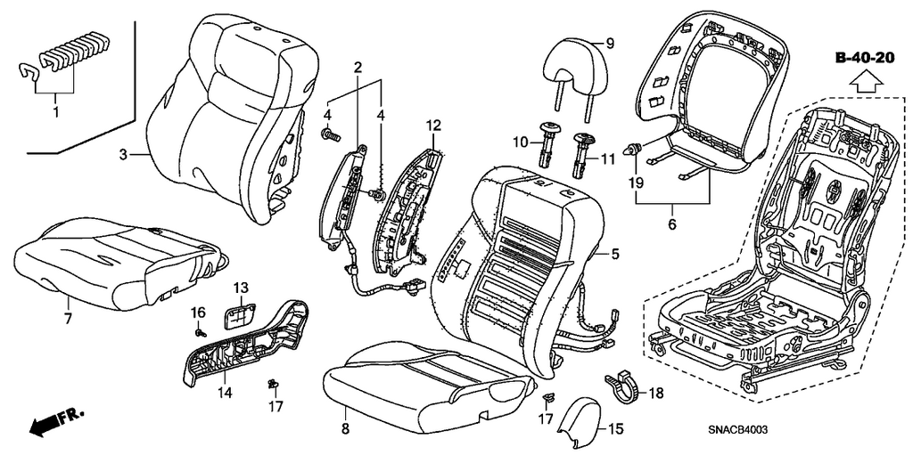 New 2007-2011 Fits Honda Civic Right Front Seat-Back Pad (With OPDS Sensor), Part # 81127-SNX-C22