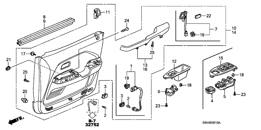 Honda New 2006-2008 Fits Honda Pilot Lining Assy., L. FR. Door *YR203L* (SADDLE), Part # 83550-S9V-A31ZD