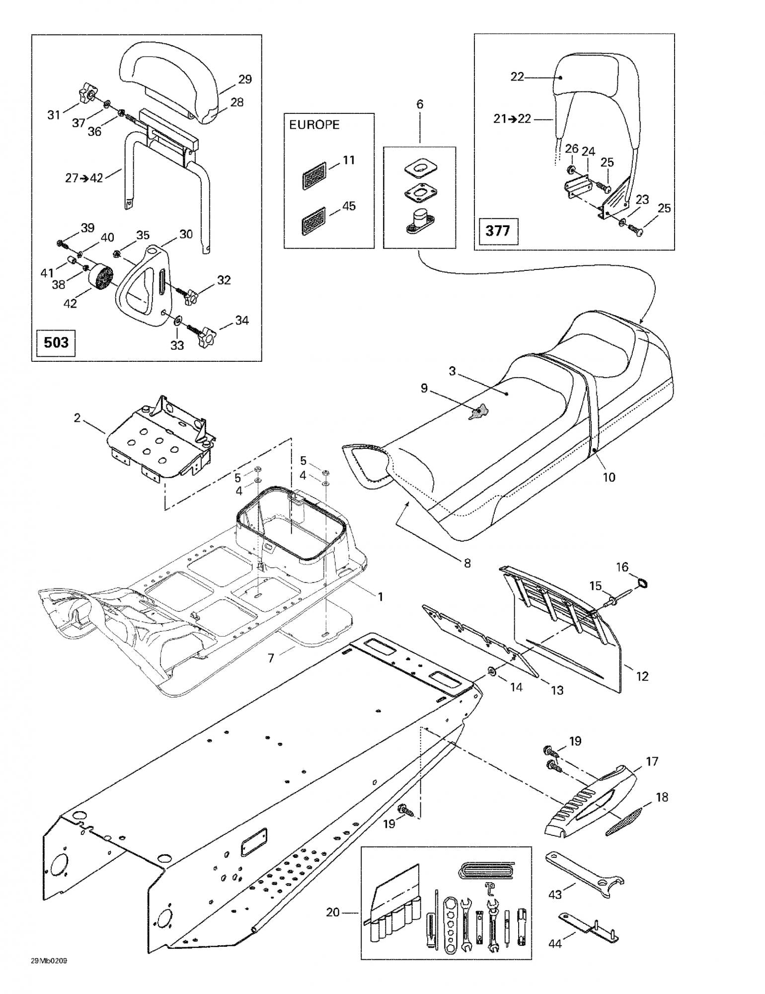 Fits 1999-2005 Ski-Doo Formula Deluxe 500/600/700 / Formula Deluxe 600/700 Models Under Chest, OEM Part # 572107601