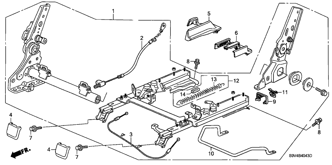 New 2004-2008 Fits Honda Pilot Cable C, R. Middle Seat Walk-In, Part # 81369-S9V-A01