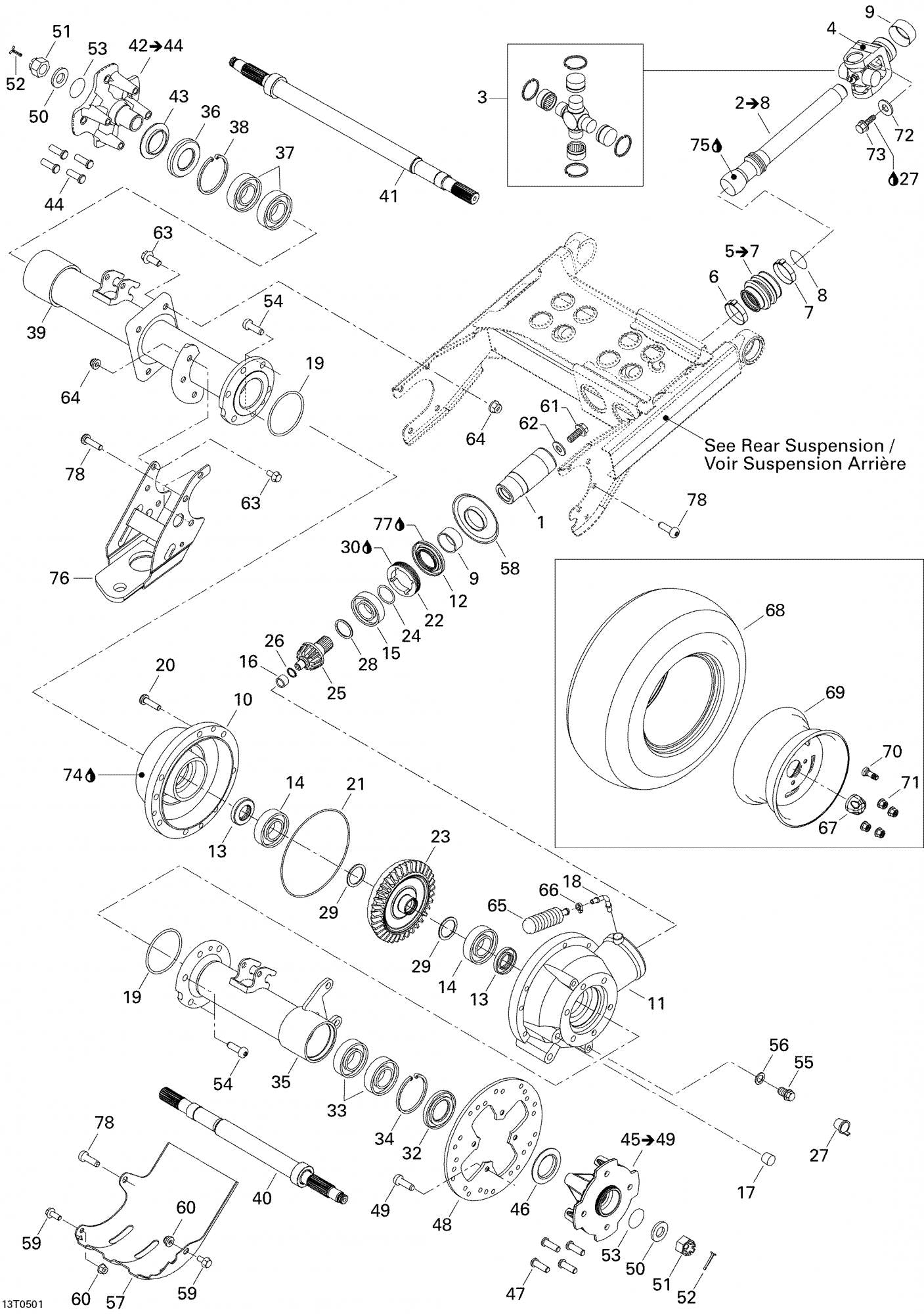 Fits 2005 Can-Am Traxter 5 Speed / Traxter CVT (500, 650, 650 XT) Models Torx Screw M10 X 33, OEM Part # 250000190