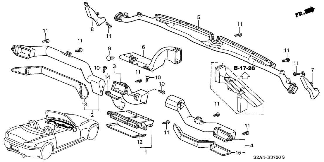 Honda New 2000-2009 Fits Honda S2000 Outlet, Heater Driver, Part # 79891-S2A-A01