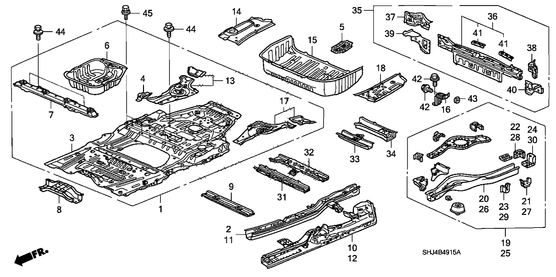 Honda New 2005-2010 Fits Honda Odyssey Crossmember A, FR. Floor, Part # 65130-SHJ-A00ZZ