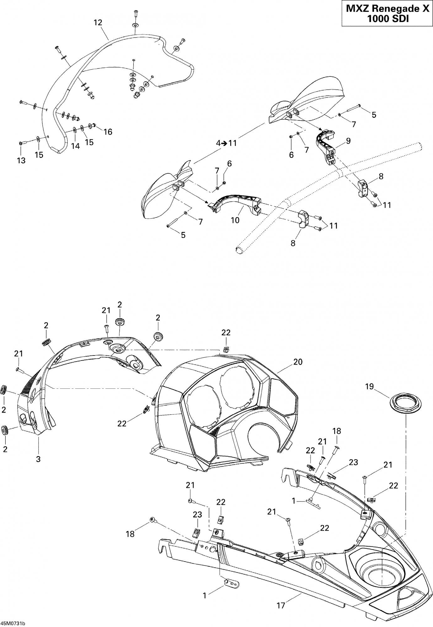 Fits 2005-2007 Ski-Doo Mach Z 1000 SDI / Mach Z 1000 SDI Adrenaline & X Models Indicator Support Door, OEM Part # 517303219