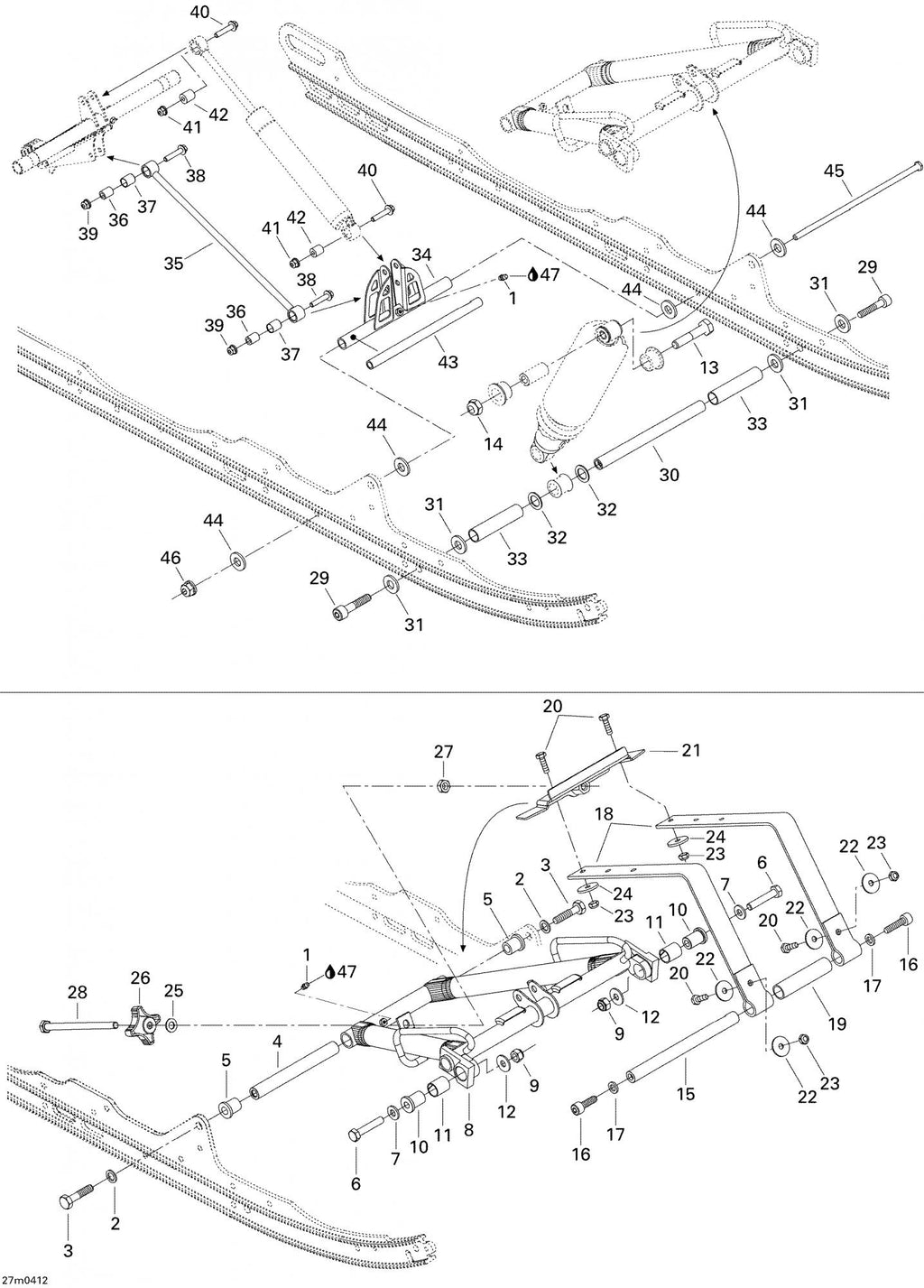 Fits 2002-2005 Ski-Doo Summit 1000 SDI, Highmark & Highmark X / Summit 600 HO Models Bolt, Long, OEM Part # 250000062