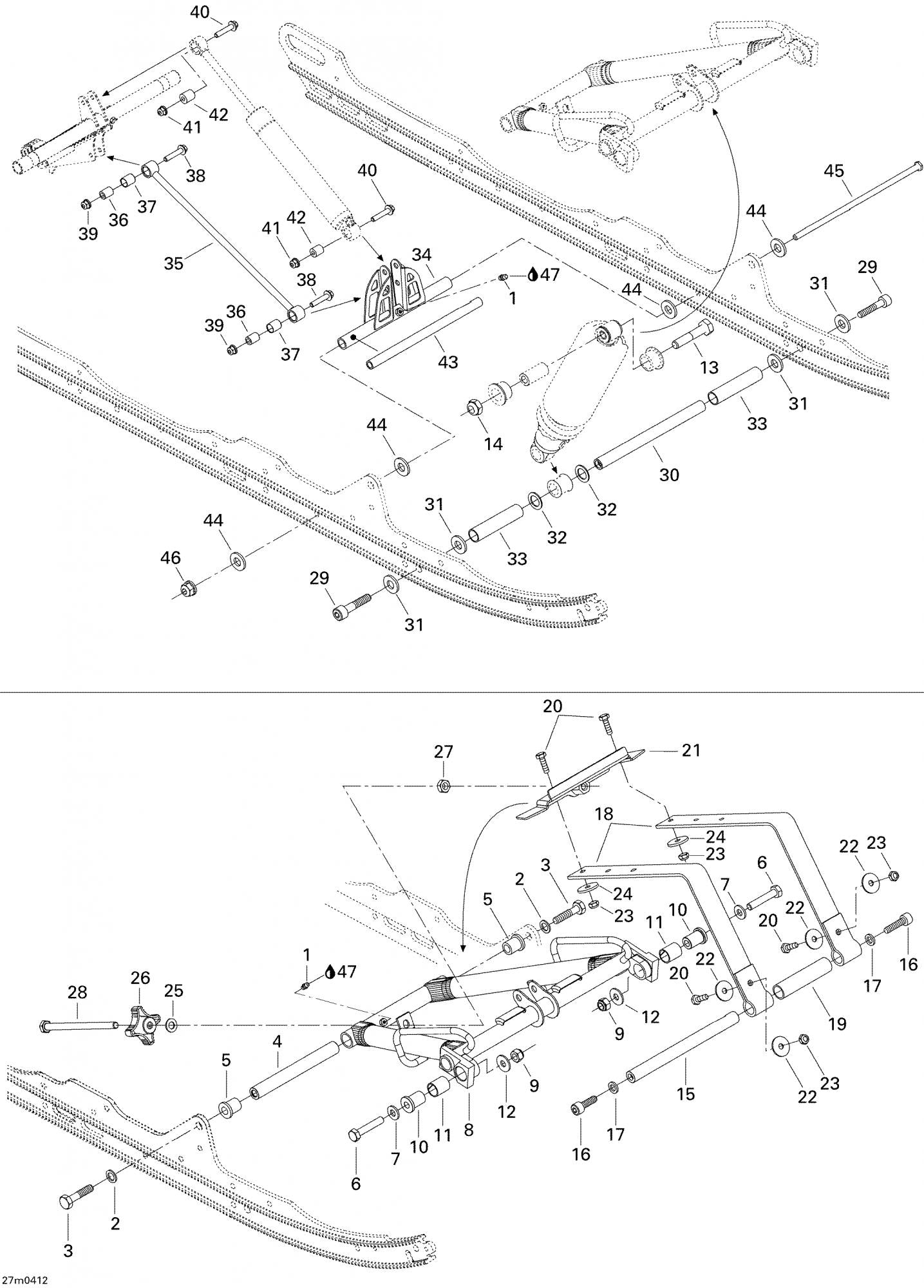 Fits 2002-2005 Ski-Doo Summit 1000 SDI, Highmark & Highmark X / Summit 600 HO Models Bolt, Long, OEM Part # 250000062