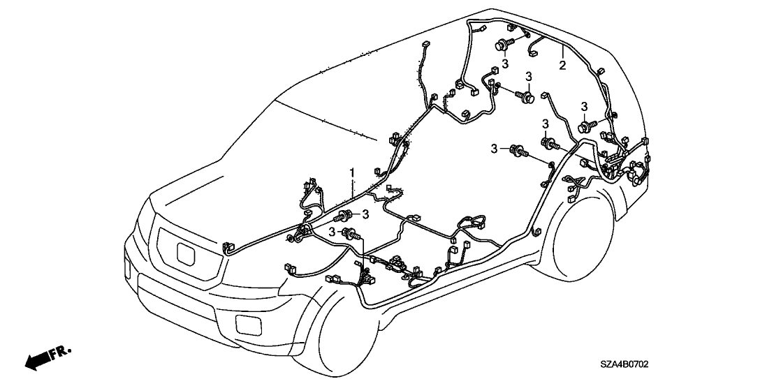 Honda New 2011 Fits Honda Pilot Floor Wire Harness, Part # 32107-SZA-A41