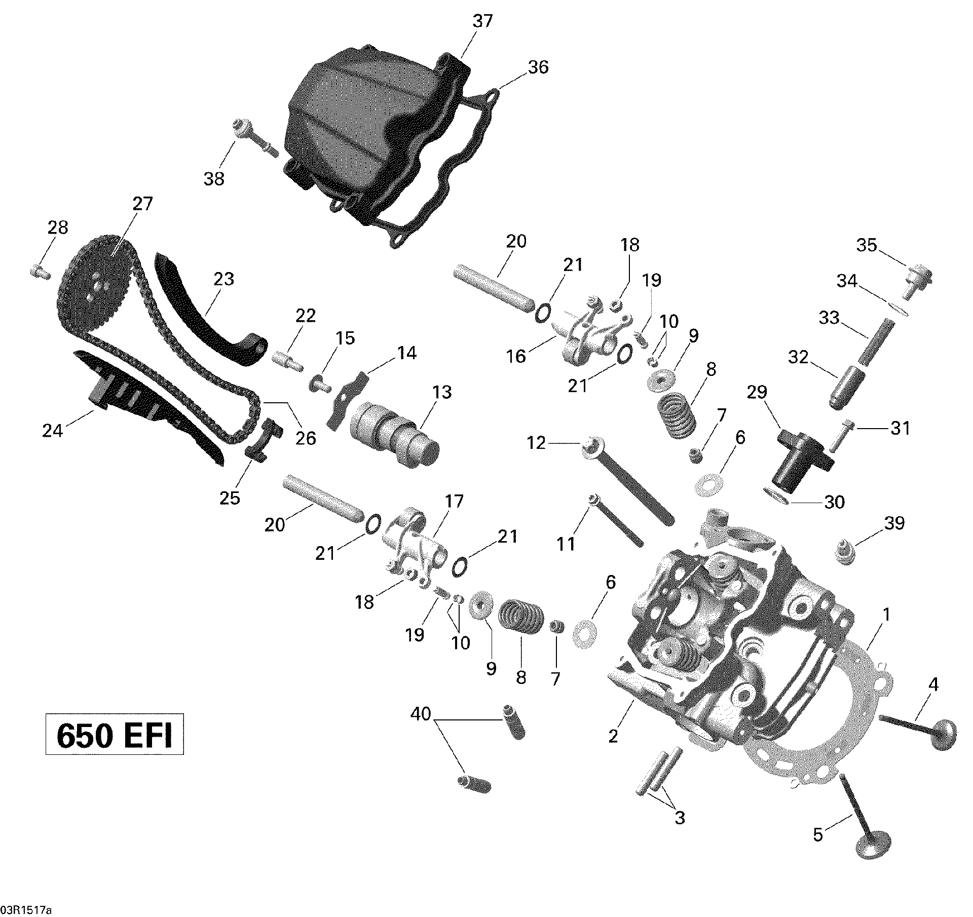 2015 Fits Can-Am Outlander 6X6 650 EFI Cylinder Head Ass'y, OEM Part # 420623940