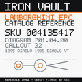 Iron Vault catalog reference catalog-card-v1 — Lamborghini SKU 004135417 — EPC 701.04.00 callout 032