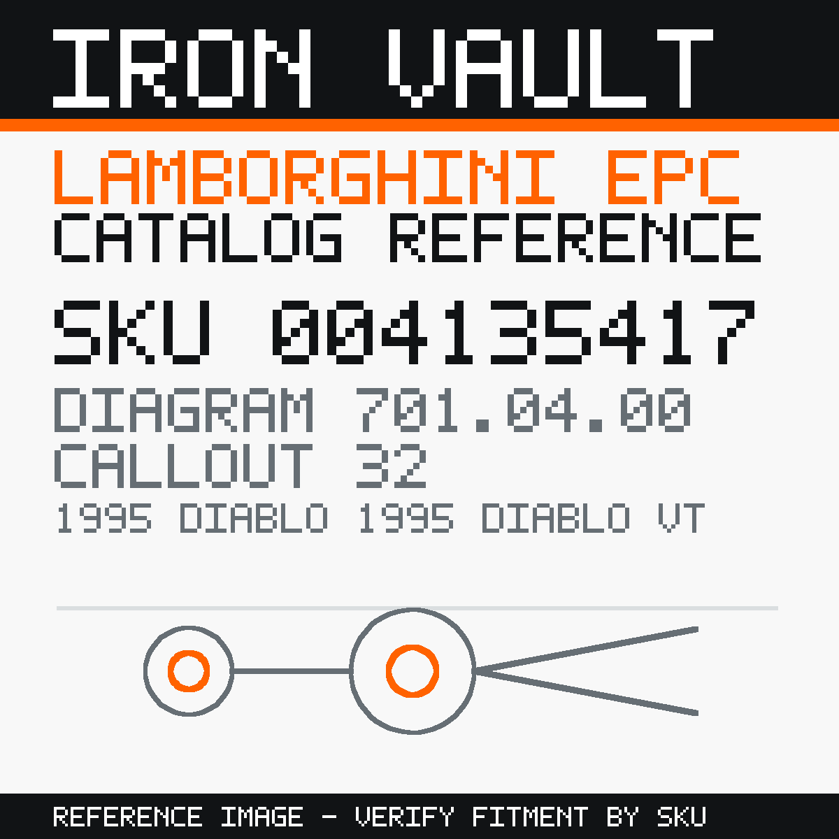 Iron Vault catalog reference catalog-card-v1 — Lamborghini SKU 004135417 — EPC 701.04.00 callout 032