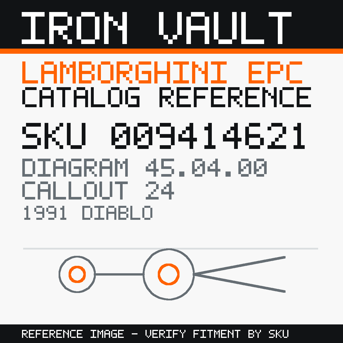 Iron Vault catalog reference catalog-card-v1 — Lamborghini SKU 009414621 — EPC 45.04.00 callout 024