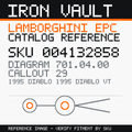 Iron Vault catalog reference catalog-card-v1 — Lamborghini SKU 004132858 — EPC 701.04.00 callout 029