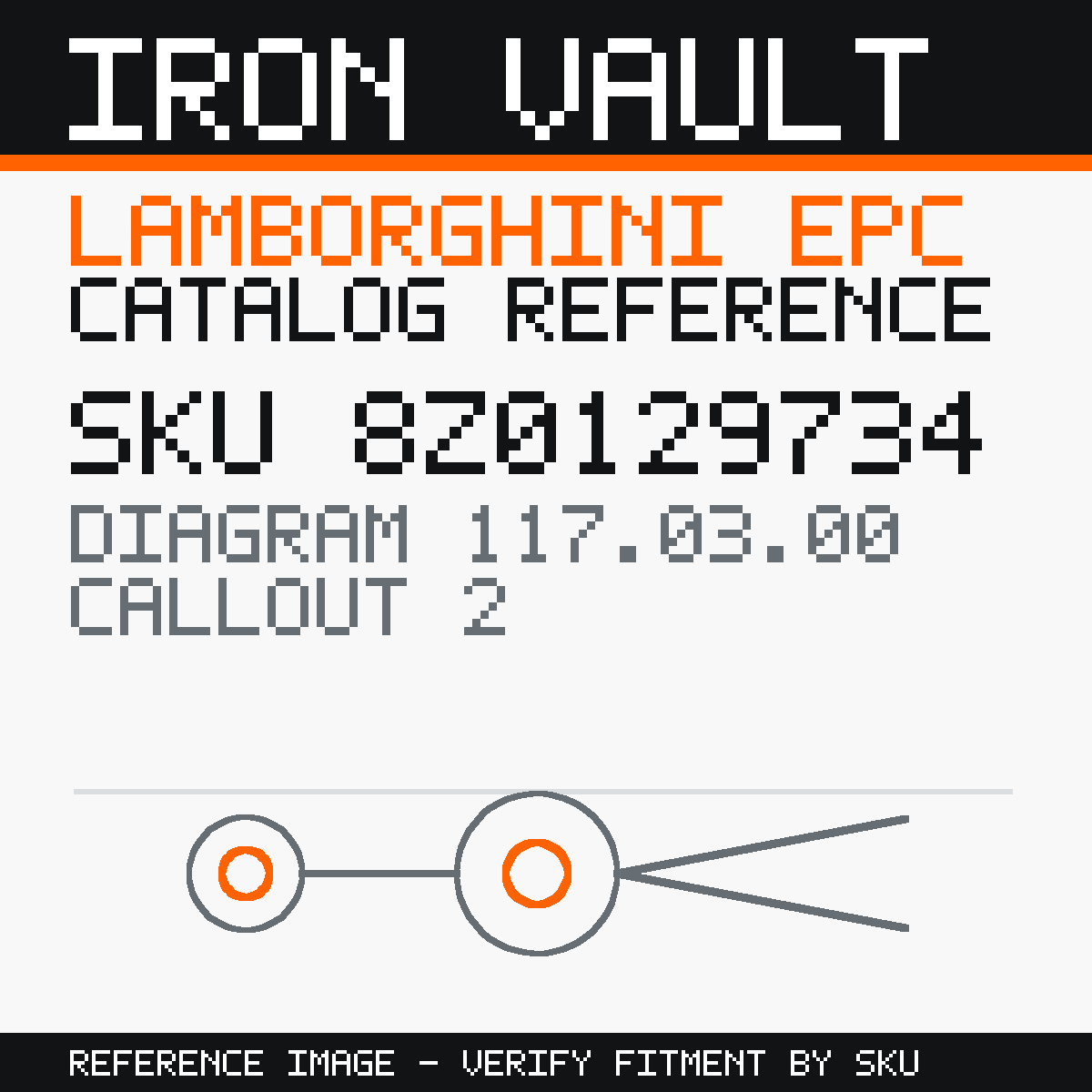 Iron Vault catalog reference catalog-card-v1 — Lamborghini SKU 8Z0129734 — EPC 117.03.00 callout 002