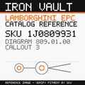 Iron Vault catalog reference catalog-card-v1 — Lamborghini SKU 1J0809931 — EPC 809.01.00 callout 003