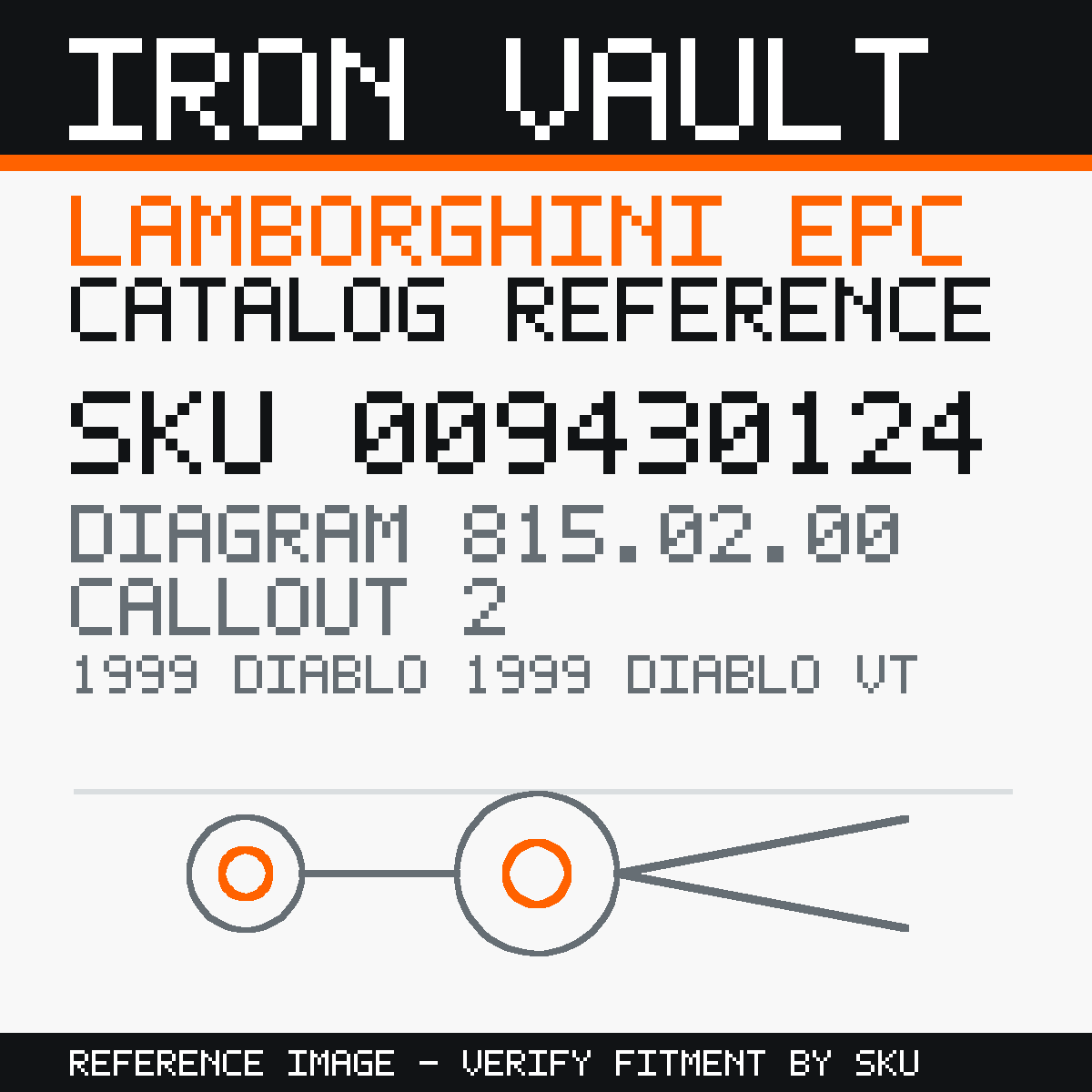 Iron Vault catalog reference catalog-card-v1 — Lamborghini SKU 009430124 — EPC 815.02.00 callout 002