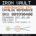 Iron Vault catalog reference catalog-card-v1 — Lamborghini SKU 009990400 — EPC 857.05.00 callout 001