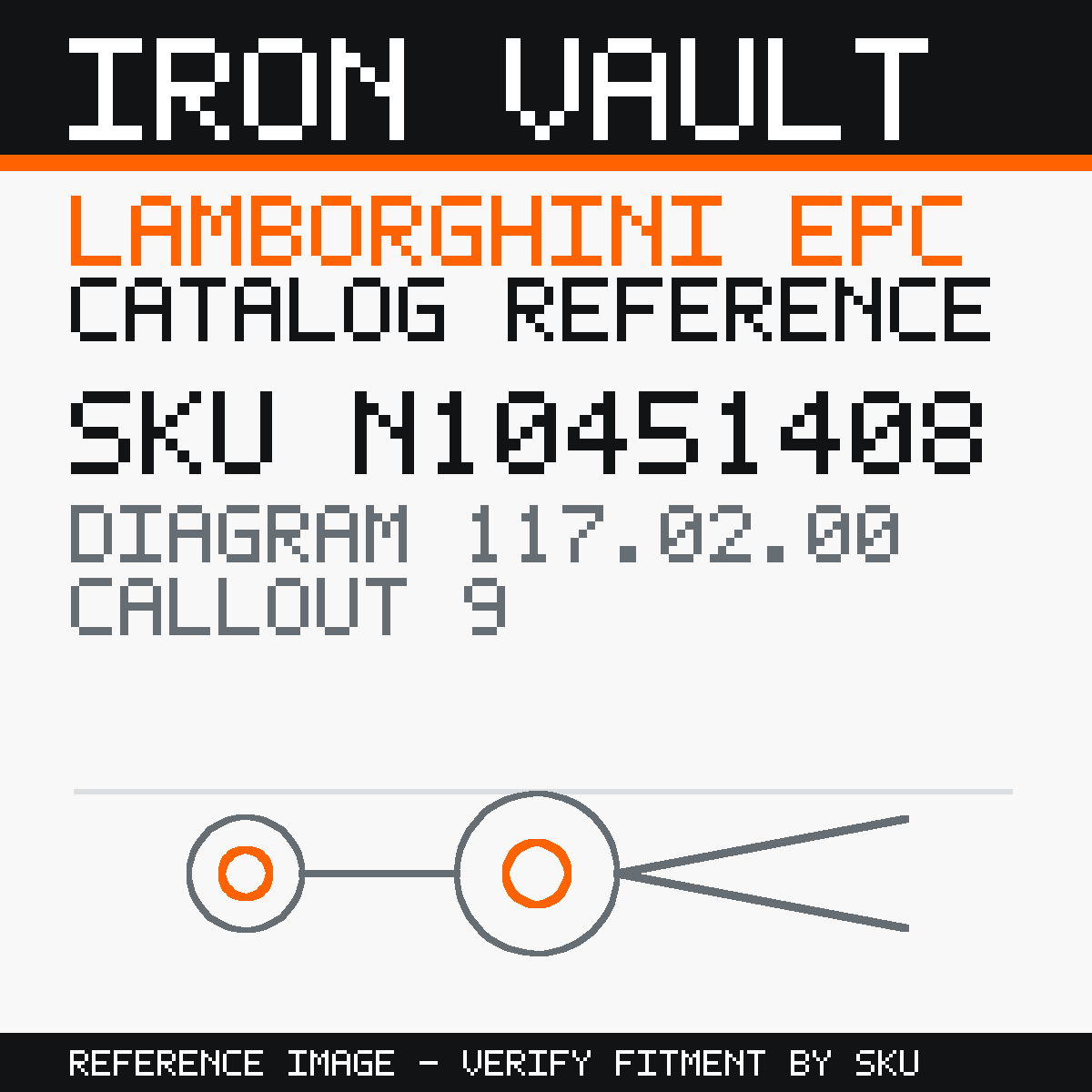 Iron Vault catalog reference catalog-card-v1 — Lamborghini SKU N10451408 — EPC 117.02.00 callout 009