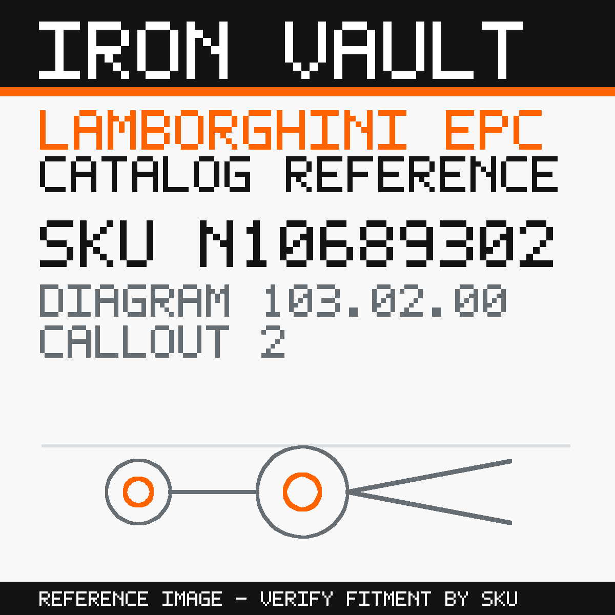 Iron Vault catalog reference catalog-card-v1 — Lamborghini SKU N10689302 — EPC 103.02.00 callout 002