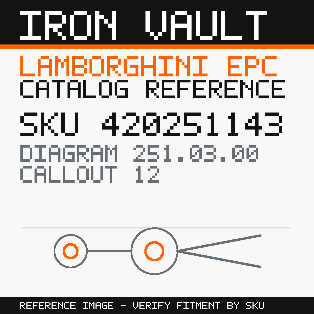 Iron Vault catalog reference catalog-card-v1 — Lamborghini SKU 420251143 — EPC 251.03.00 callout 012