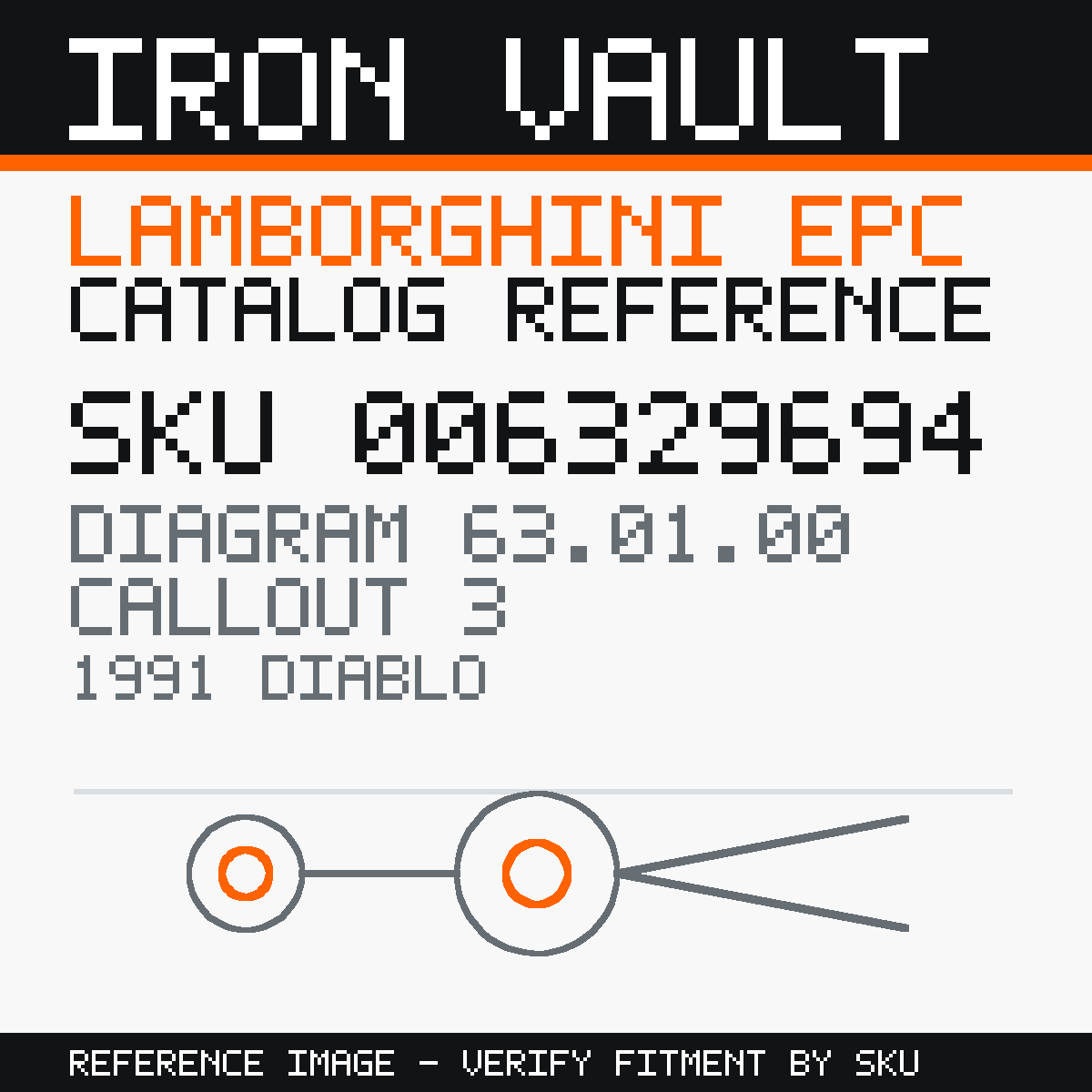 Iron Vault catalog reference catalog-card-v1 — Lamborghini SKU 006329694 — EPC 63.01.00 callout 003