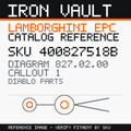 Iron Vault catalog reference catalog-card-v1 — Lamborghini SKU 400827518B — EPC 827.02.00 callout 001