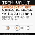 Iron Vault catalog reference catalog-card-v1 — Lamborghini SKU 420121403 — EPC 121.06.00 callout 014