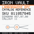 Iron Vault catalog reference catalog-card-v1 — Lamborghini SKU 811857845 — EPC 857.07.00 callout 011