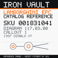 Iron Vault catalog reference catalog-card-v1 — Lamborghini SKU 001831041 — EPC 117.03.00 callout 001