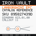 Iron Vault catalog reference catalog-card-v1 — Lamborghini SKU 895827439D — EPC 823.01.00 callout 011