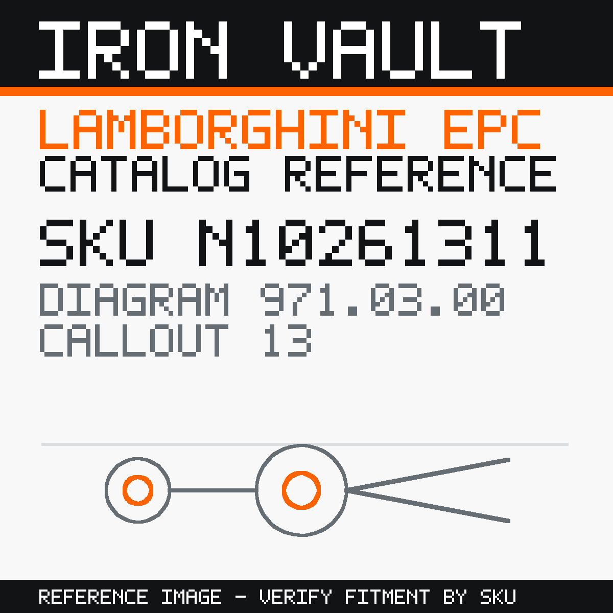 Iron Vault catalog reference catalog-card-v1 — Lamborghini SKU N10261311 — EPC 971.03.00 callout 013