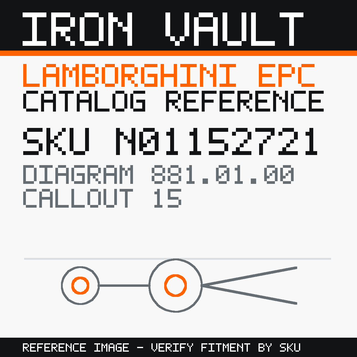 Iron Vault catalog reference catalog-card-v1 — Lamborghini SKU N01152721 — EPC 881.01.00 callout 015