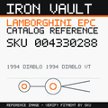 Iron Vault catalog reference catalog-card-v1 — Lamborghini SKU 004330288