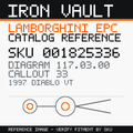 Iron Vault catalog reference catalog-card-v1 — Lamborghini SKU 001825336 — EPC 117.03.00 callout 033