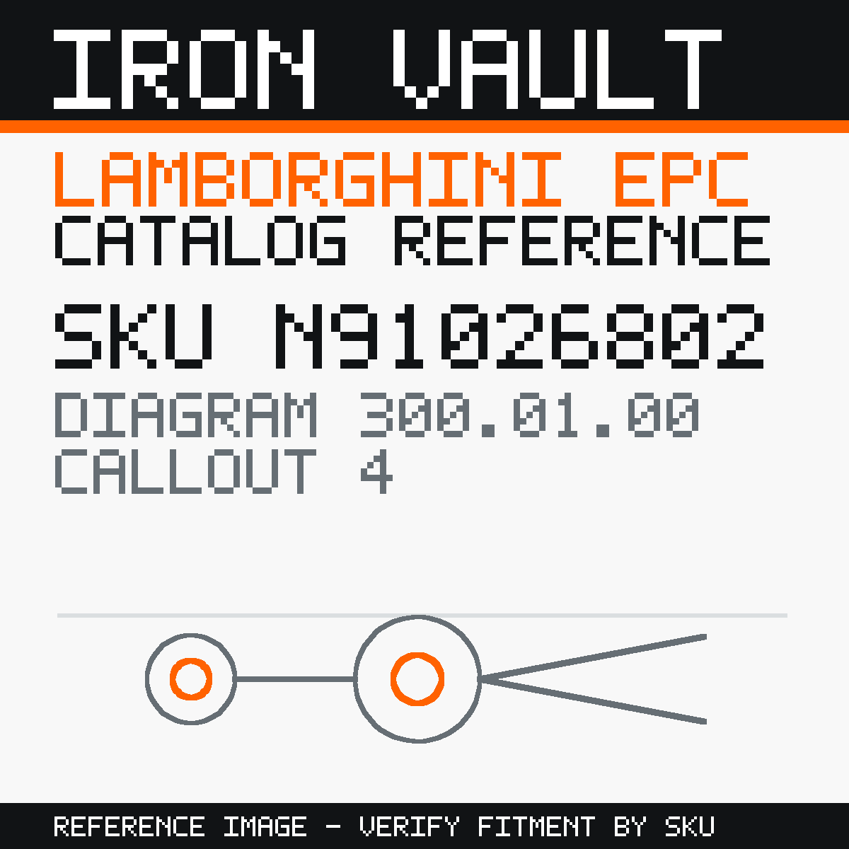 Iron Vault catalog reference catalog-card-v1 — Lamborghini SKU N91026802 — EPC 300.01.00 callout 004